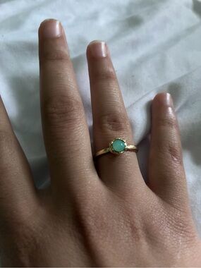 Gold and Teal Round Stone Ring